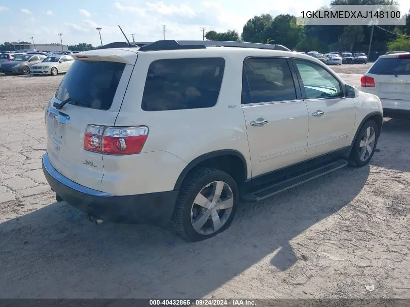 2010 GMC Acadia Slt-1 VIN: 1GKLRMEDXAJ148100 Lot: 40432865