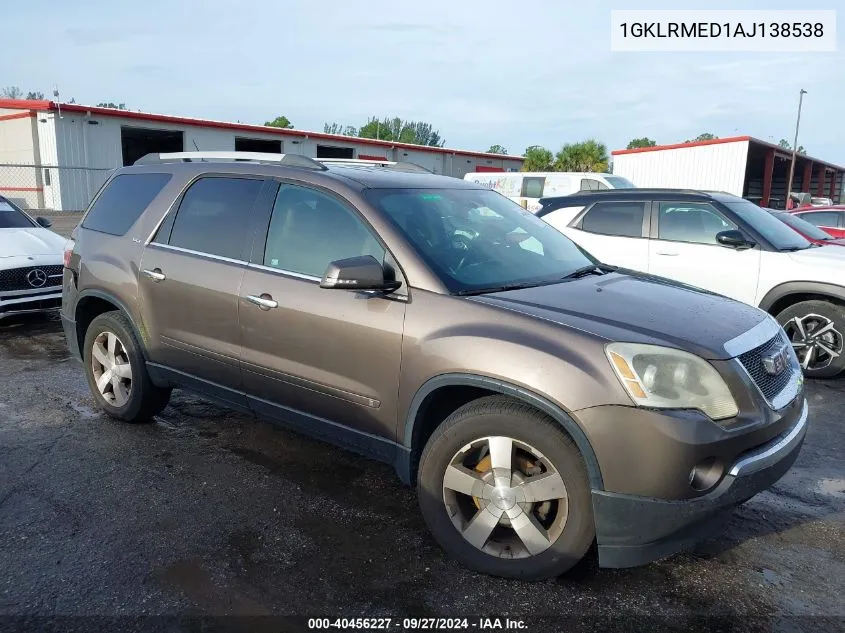 2010 GMC Acadia Slt-1 VIN: 1GKLRMED1AJ138538 Lot: 40456227