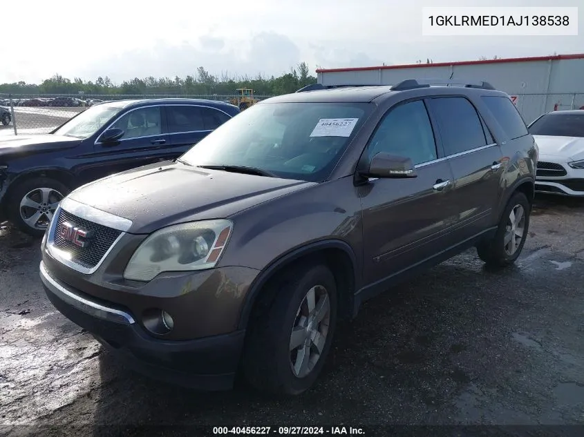 2010 GMC Acadia Slt-1 VIN: 1GKLRMED1AJ138538 Lot: 40456227