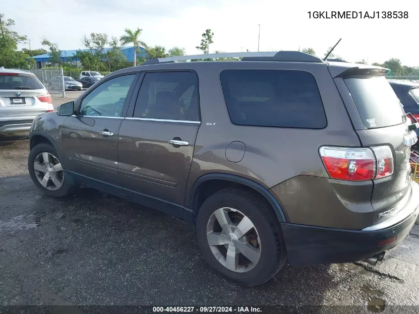 2010 GMC Acadia Slt-1 VIN: 1GKLRMED1AJ138538 Lot: 40456227