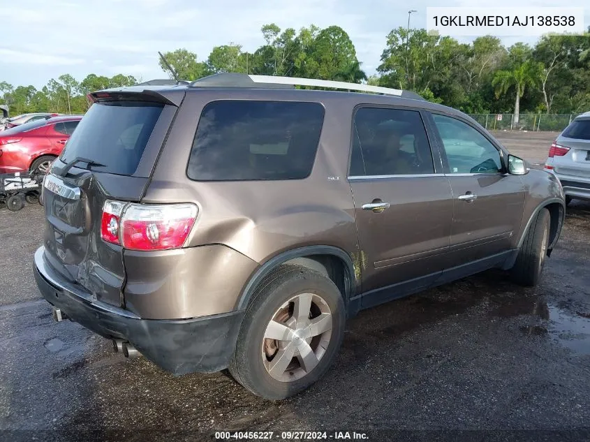 2010 GMC Acadia Slt-1 VIN: 1GKLRMED1AJ138538 Lot: 40456227