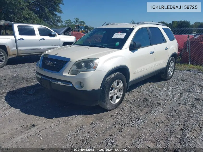 2010 GMC Acadia Sle VIN: 1GKLRLED9AJ158725 Lot: 40462072