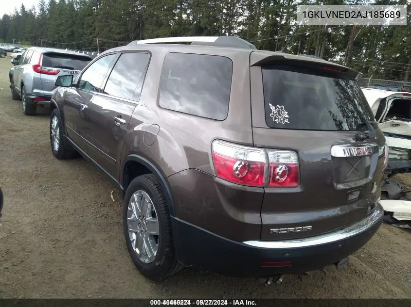 2010 GMC Acadia Slt-2 VIN: 1GKLVNED2AJ185689 Lot: 40465224