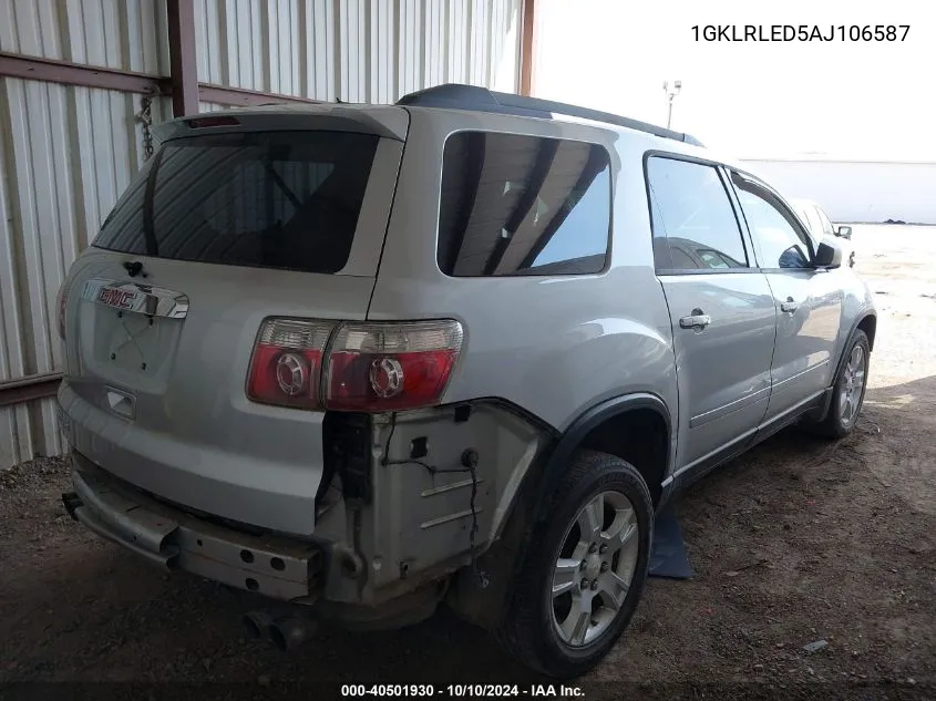 2010 GMC Acadia Sle VIN: 1GKLRLED5AJ106587 Lot: 40501930