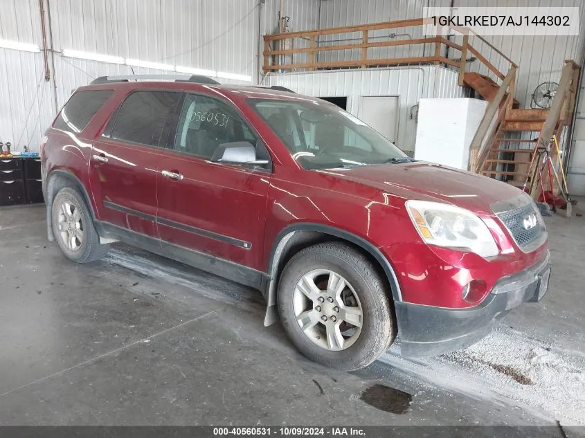 2010 GMC Acadia Sl VIN: 1GKLRKED7AJ144302 Lot: 40560531