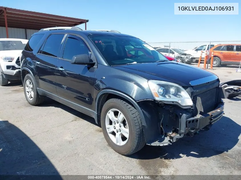 2010 GMC Acadia Sle VIN: 1GKLVLED0AJ106931 Lot: 40579544