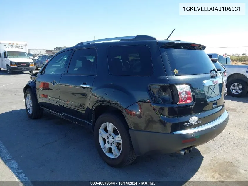 1GKLVLED0AJ106931 2010 GMC Acadia Sle