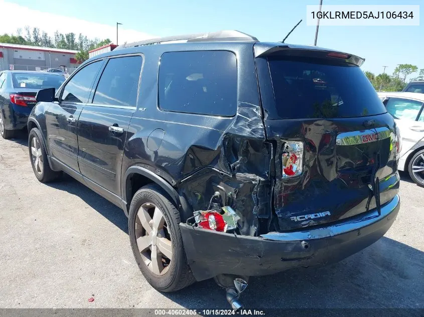 2010 GMC Acadia Slt-1 VIN: 1GKLRMED5AJ106434 Lot: 40602405