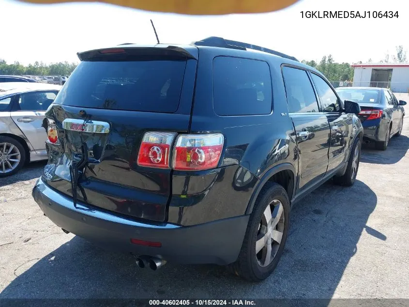 2010 GMC Acadia Slt-1 VIN: 1GKLRMED5AJ106434 Lot: 40602405