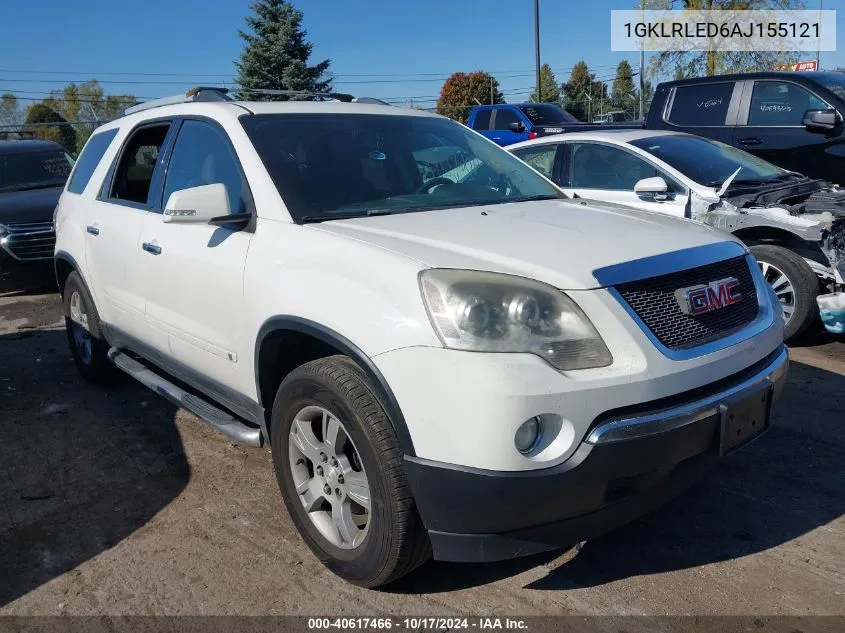 2010 GMC Acadia Sle VIN: 1GKLRLED6AJ155121 Lot: 40617466