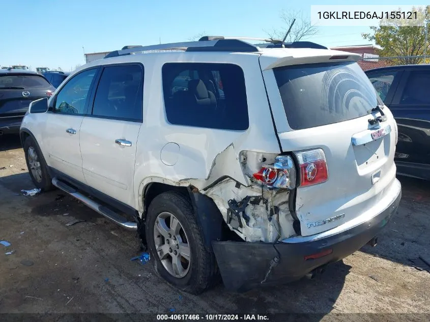 2010 GMC Acadia Sle VIN: 1GKLRLED6AJ155121 Lot: 40617466