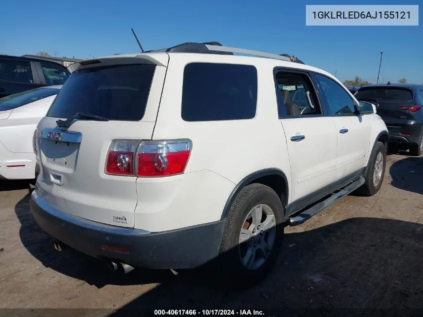 2010 GMC Acadia Sle VIN: 1GKLRLED6AJ155121 Lot: 40617466