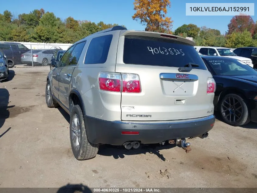 2010 GMC Acadia Sle VIN: 1GKLVLED6AJ152991 Lot: 40630325