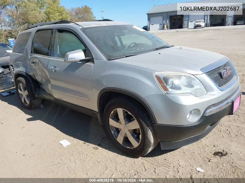 2010 GMC Acadia Slt-1 VIN: 1GKLRMEDXAJ202687 Lot: 40635219