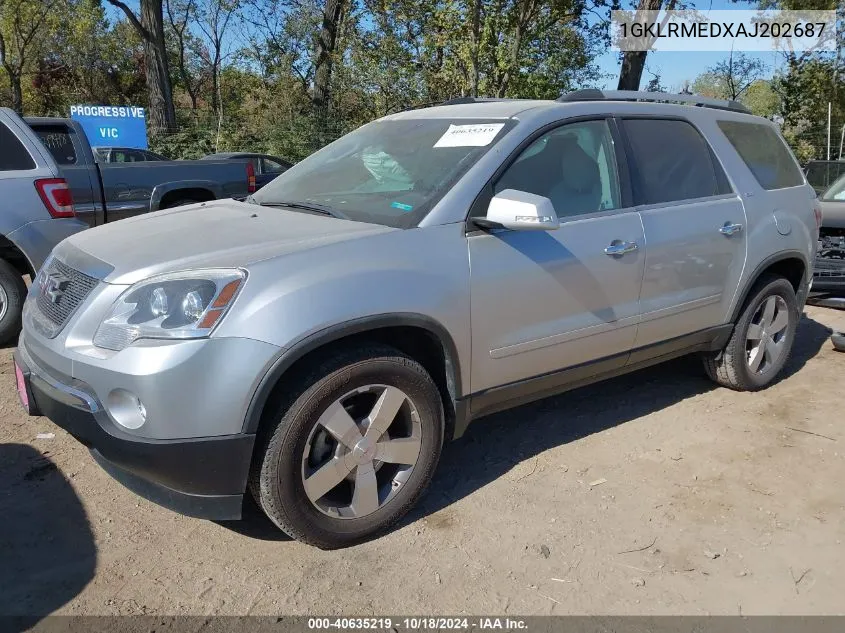 2010 GMC Acadia Slt-1 VIN: 1GKLRMEDXAJ202687 Lot: 40635219