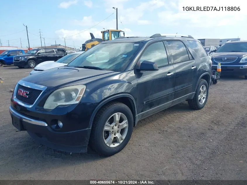 2010 GMC Acadia Sle VIN: 1GKLRLED7AJ118806 Lot: 40655674