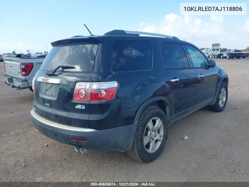 2010 GMC Acadia Sle VIN: 1GKLRLED7AJ118806 Lot: 40655674