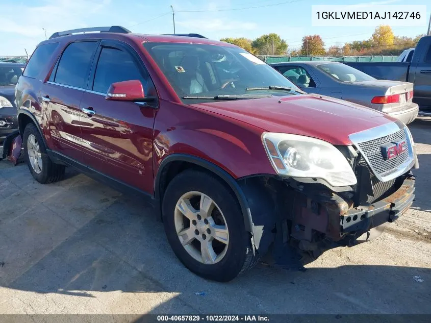 2010 GMC Acadia Slt-1 VIN: 1GKLVMED1AJ142746 Lot: 40657829