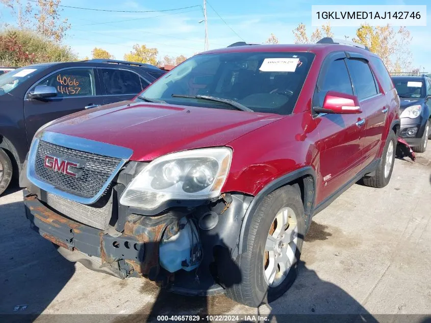 2010 GMC Acadia Slt-1 VIN: 1GKLVMED1AJ142746 Lot: 40657829