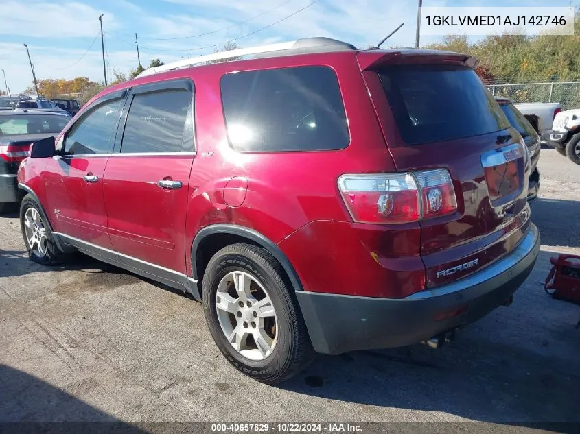 2010 GMC Acadia Slt-1 VIN: 1GKLVMED1AJ142746 Lot: 40657829