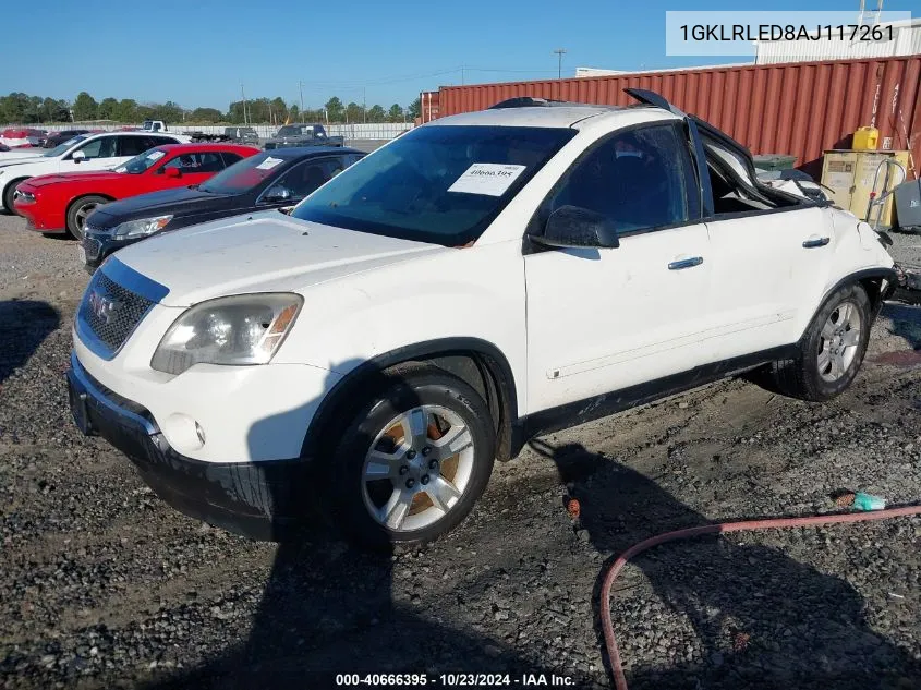 2010 GMC Acadia Sle VIN: 1GKLRLED8AJ117261 Lot: 40666395