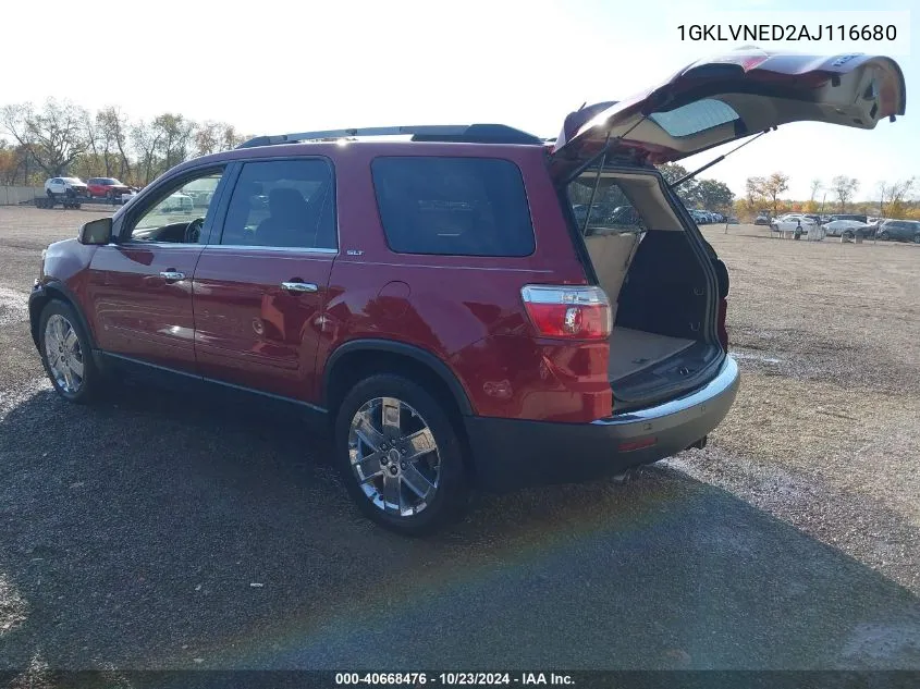 2010 GMC Acadia Slt-2 VIN: 1GKLVNED2AJ116680 Lot: 40668476