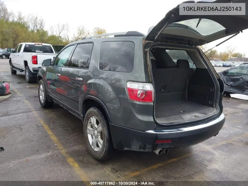 2010 GMC Acadia Sl VIN: 1GKLRKED6AJ250143 Lot: 40717862