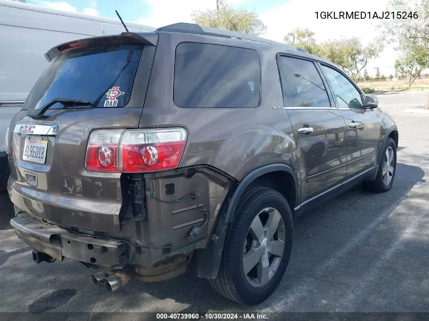 2010 GMC Acadia Slt-1 VIN: 1GKLRMED1AJ215246 Lot: 40739960