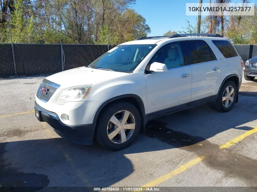 2010 GMC Acadia Slt-1 VIN: 1GKLVMED1AJ257377 Lot: 40758430