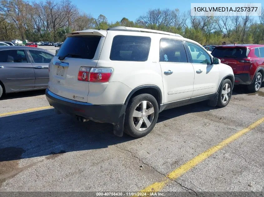 2010 GMC Acadia Slt-1 VIN: 1GKLVMED1AJ257377 Lot: 40758430