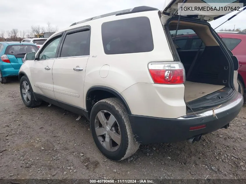 2010 GMC Acadia Slt-1 VIN: 1GKLRMED6AJ107642 Lot: 40790458