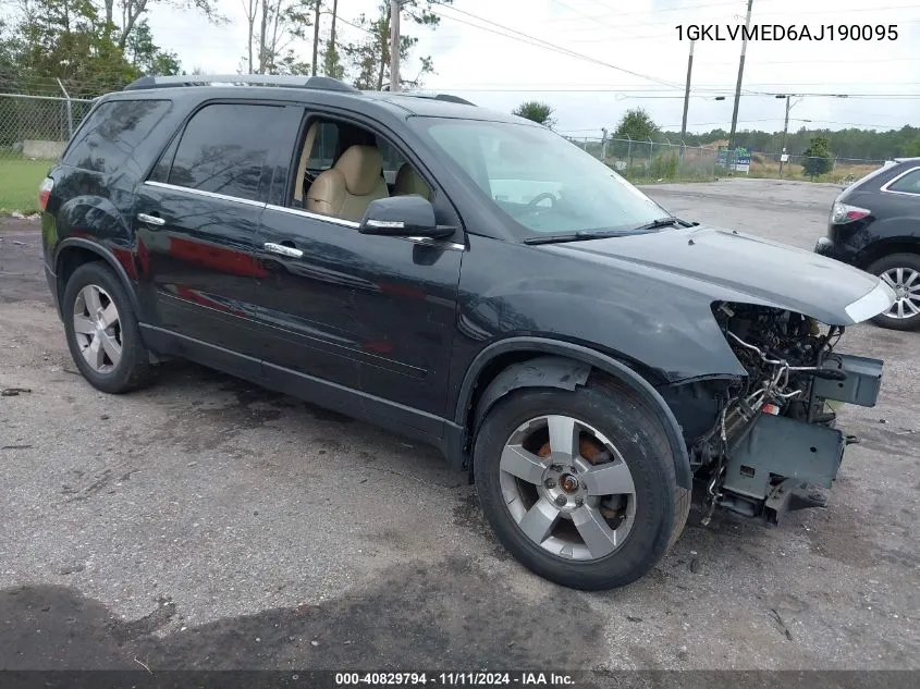 2010 GMC Acadia Slt-1 VIN: 1GKLVMED6AJ190095 Lot: 40829794