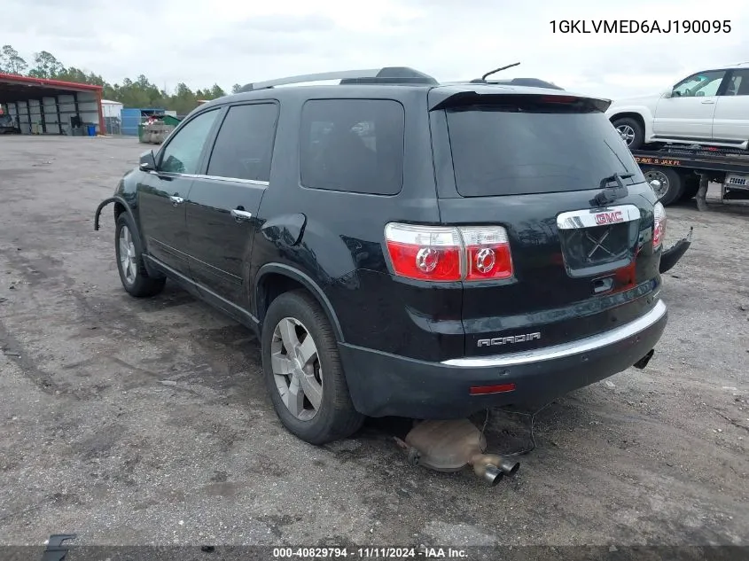 2010 GMC Acadia Slt-1 VIN: 1GKLVMED6AJ190095 Lot: 40829794