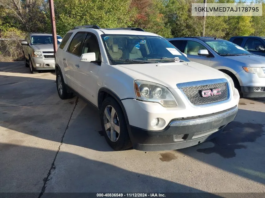 2010 GMC Acadia Slt-1 VIN: 1GKLVMED7AJ178795 Lot: 40836549