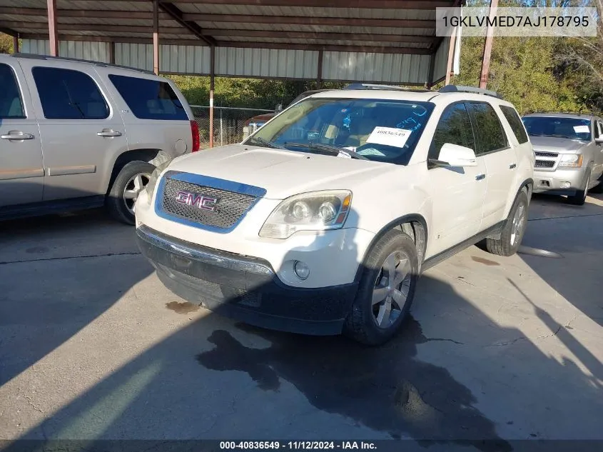 2010 GMC Acadia Slt-1 VIN: 1GKLVMED7AJ178795 Lot: 40836549