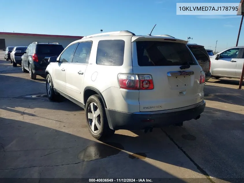 2010 GMC Acadia Slt-1 VIN: 1GKLVMED7AJ178795 Lot: 40836549