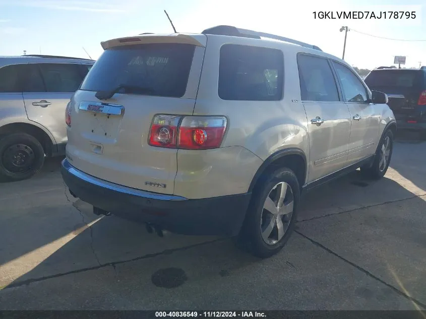 2010 GMC Acadia Slt-1 VIN: 1GKLVMED7AJ178795 Lot: 40836549