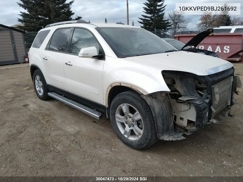 1GKKVPED9BJ261692 2011 GMC Acadia Sle