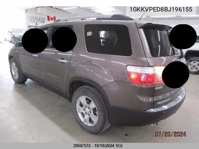 1GKKVPED8BJ196155 2011 GMC Acadia Sle