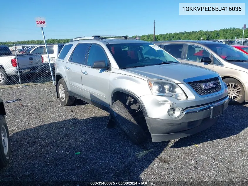 1GKKVPED6BJ416036 2011 GMC Acadia Sle