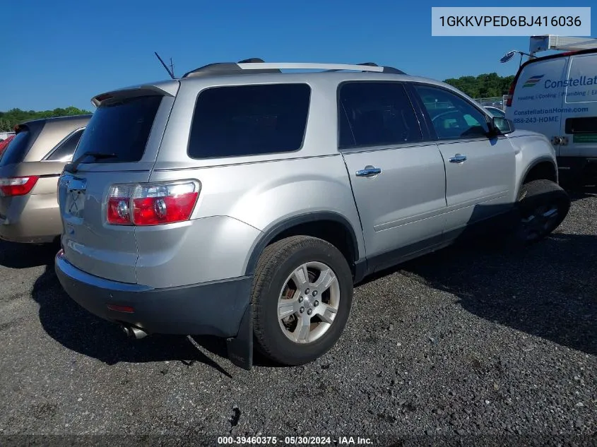 1GKKVPED6BJ416036 2011 GMC Acadia Sle