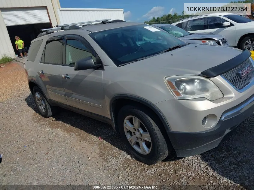 2011 GMC Acadia Sl VIN: 1GKKRNED7BJ222754 Lot: 39722395