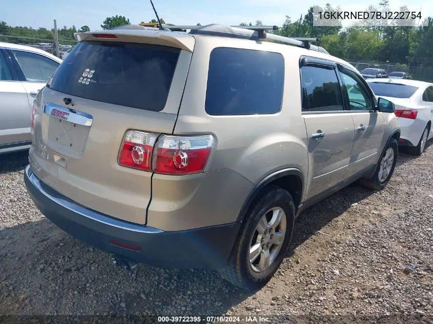 2011 GMC Acadia Sl VIN: 1GKKRNED7BJ222754 Lot: 39722395