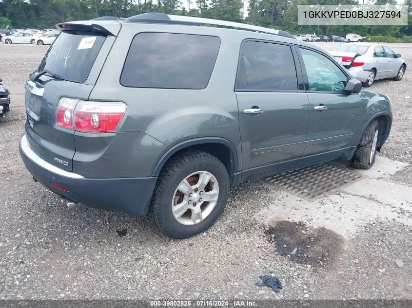 2011 GMC Acadia Sle VIN: 1GKKVPED0BJ327594 Lot: 39802825