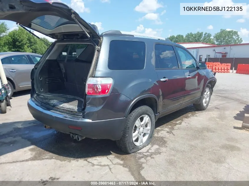 2011 GMC Acadia Sl VIN: 1GKKRNED5BJ122135 Lot: 39881463