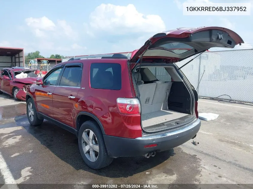 2011 GMC Acadia Slt-1 VIN: 1GKKRRED6BJ337952 Lot: 39913282