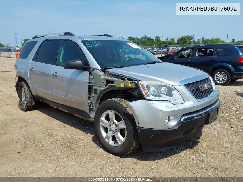 2011 GMC Acadia Sle VIN: 1GKKRPED9BJ175092 Lot: 39991104