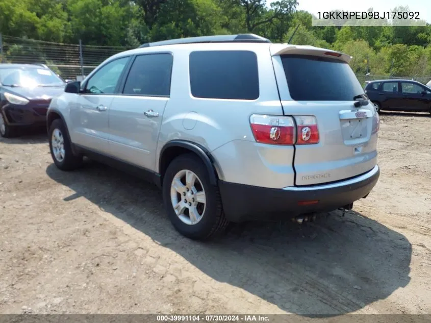 2011 GMC Acadia Sle VIN: 1GKKRPED9BJ175092 Lot: 39991104