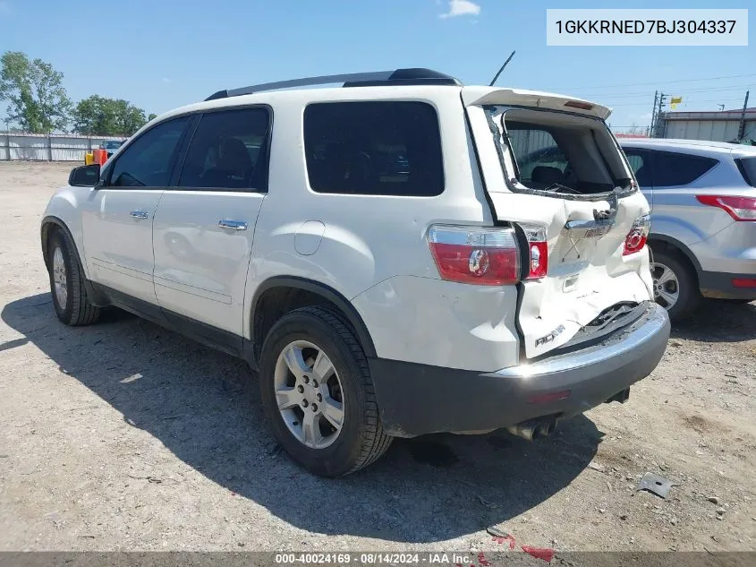 2011 GMC Acadia Sl VIN: 1GKKRNED7BJ304337 Lot: 40024169