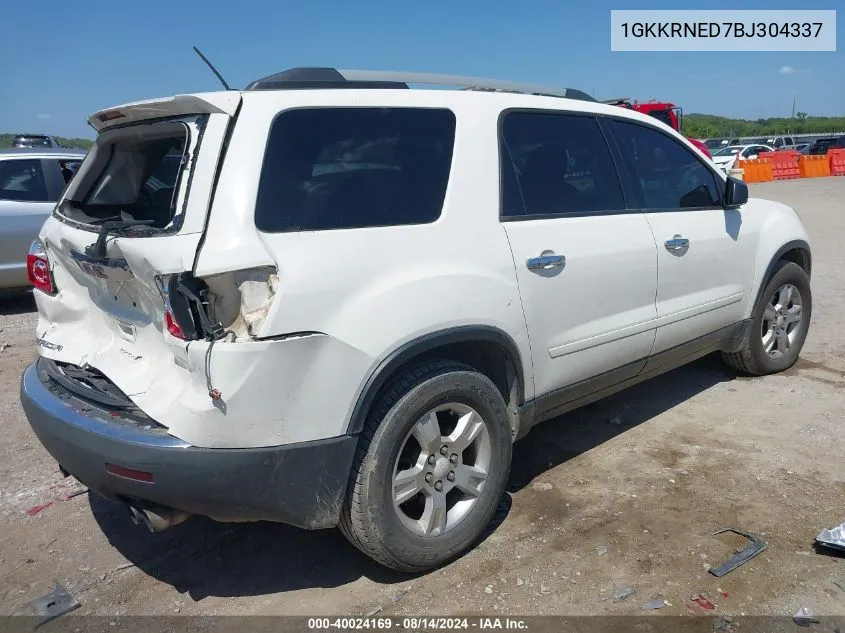 2011 GMC Acadia Sl VIN: 1GKKRNED7BJ304337 Lot: 40024169